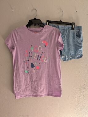 Kids 'Go Science' Graphic Tee - Lavender And Shorts
